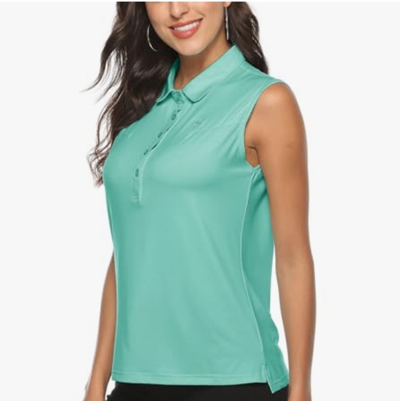 MoFiz Womens Golf Polo Shirts Sleeveless Athletic Tops Activewear Tank Top - Picture 1 of 7
